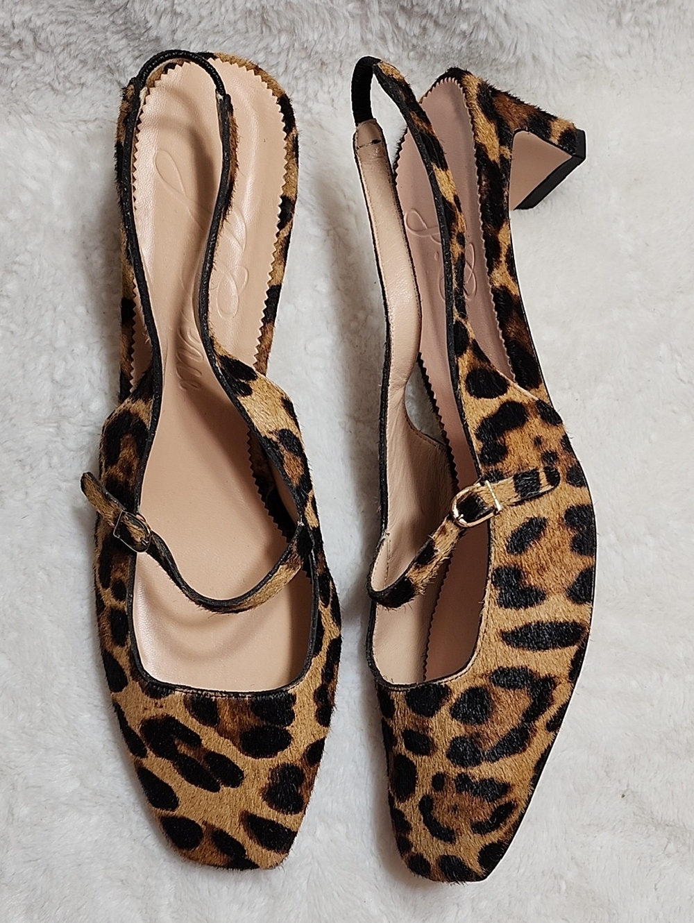 J.Crew Layla slingback Mary Jane heels in leopard calf hair 10 - Picture 13 of 16